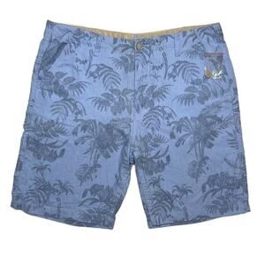 Paradise Collection Linen Blend Shorts Palm Tree Tropical Light Blue Men's 38